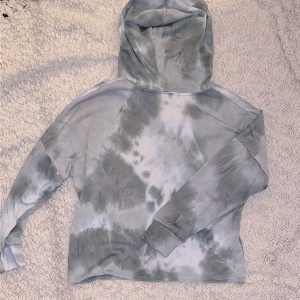 Olive Green and White Tie Dye Boutique Hoodie